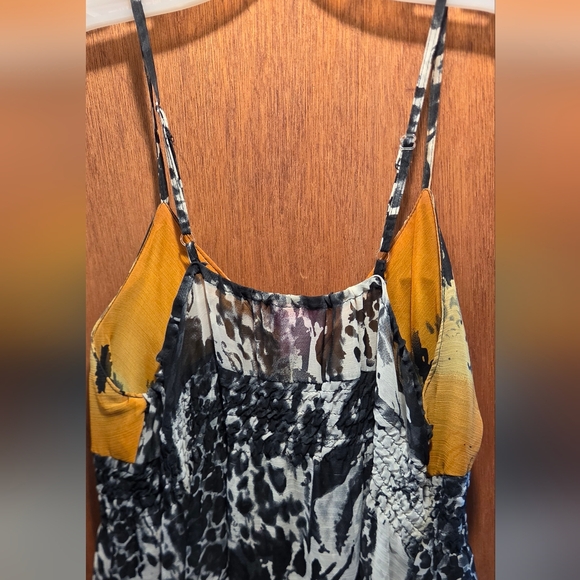She's Cool Black & Leopard Print Yellow & White Sheer Layered Maxi Dress SzL - Picture 7 of 10
